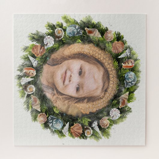 Tropische zeehells kerstmis met aangepaste foto legpuzzel (Horizontaal)