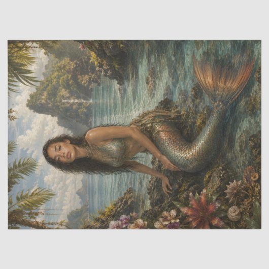 Tropische Zeemeermin Decoupage Tissuepapier | Kust (Voorkant)