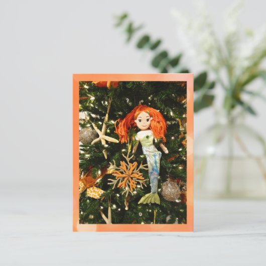 Tropische zeemeermin onder Zee kerstfeestdag Briefkaart (Staand voorkant)