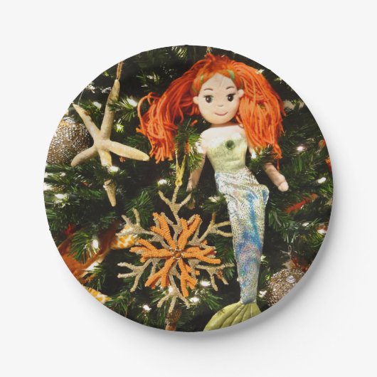 Tropische zeemeermin onder Zee kerstfeestdag Papieren Bordje (Voorkant)