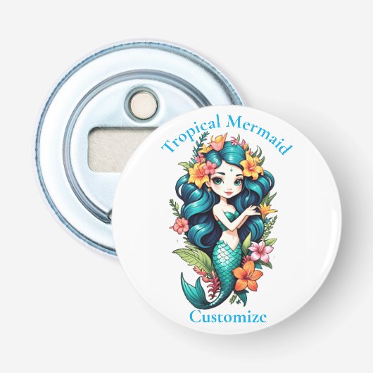Tropische zeemeermin Thunder_Cove Button Flesopener (Voorkant)