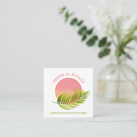 Tropische zeep en kaars voor zonneschijn en Logo Vierkante Visitekaartje (Staand voorkant)