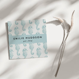 Tropische zeepaardjes, viswinkel, pet-shop, aquari vierkante visitekaartje