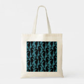 Tropische zeepaardjes, zeepaardpatroon - Blauw zwa Tote Bag (Achterkant)