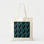 Tropische zeepaardjes, zeepaardpatroon - Blauw zwa Tote Bag (Voorkant)