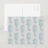 Tropische zeepaardjes, zeepaardpatroon - Blauwe gr Briefkaart (Voorkant / Achterkant)