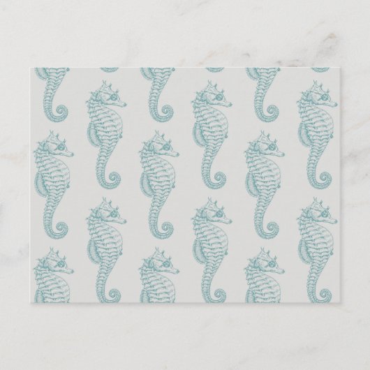 Tropische zeepaardjes, zeepaardpatroon - Blauwe gr Briefkaart (Voorkant)