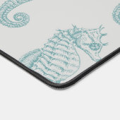 Tropische zeepaardjes, zeepaardpatroon - Blauwe gr Bureaumat (Hoek)