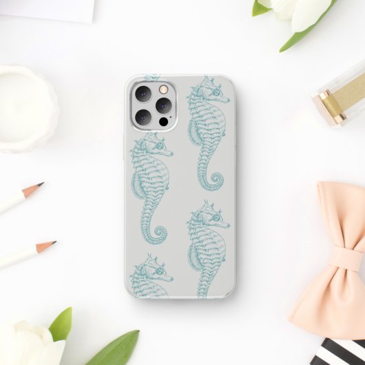 Tropische zeepaardjes, zeepaardpatroon - Blauwe gr Case-Mate iPhone Case
