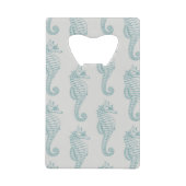 Tropische zeepaardjes, zeepaardpatroon - Blauwe gr Creditkaart Flessenopener (Voorkant)