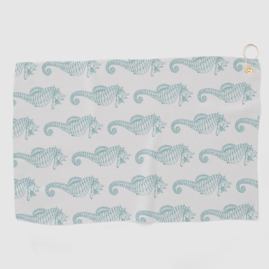 Tropische zeepaardjes, zeepaardpatroon - Blauwe gr Golfhanddoek (Horizontaal)
