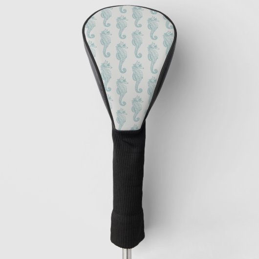 Tropische zeepaardjes, zeepaardpatroon - Blauwe gr Golfheadcover (Voorkant)