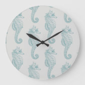 Tropische zeepaardjes, zeepaardpatroon - Blauwe gr Grote Klok (Voorkant)