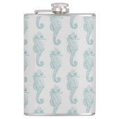 Tropische zeepaardjes, zeepaardpatroon - Blauwe gr Heupfles (Voorkant)