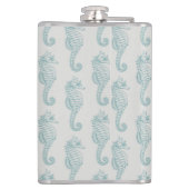 Tropische zeepaardjes, zeepaardpatroon - Blauwe gr Heupfles (Achterkant)