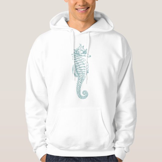 Tropische zeepaardjes, zeepaardpatroon - Blauwe gr Hoodie (Voorkant)