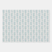 Tropische zeepaardjes, zeepaardpatroon - Blauwe gr Inpakpapier Vel (Voorkant 3)