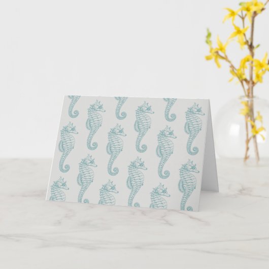 Tropische zeepaardjes, zeepaardpatroon - Blauwe gr Kaart (Gele Bloem)
