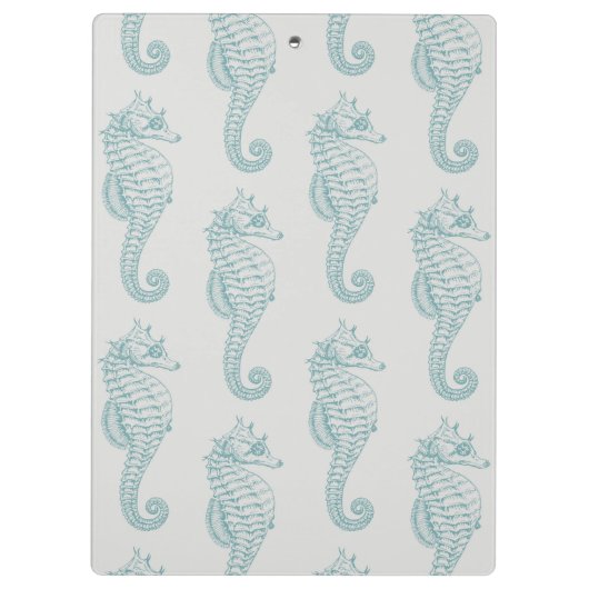 Tropische zeepaardjes, zeepaardpatroon - Blauwe gr Klembord (Achterkant)