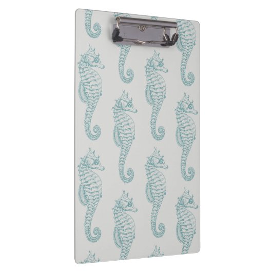 Tropische zeepaardjes, zeepaardpatroon - Blauwe gr Klembord (Rechts)