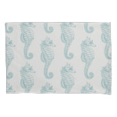 Tropische zeepaardjes, zeepaardpatroon - Blauwe gr Kussensloop (Voorkant)