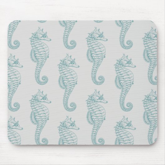Tropische zeepaardjes, zeepaardpatroon - Blauwe gr Muismat (Voorkant)