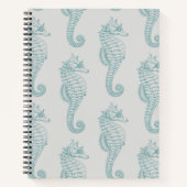 Tropische zeepaardjes, zeepaardpatroon - Blauwe gr Notitieboek (Voorkant)