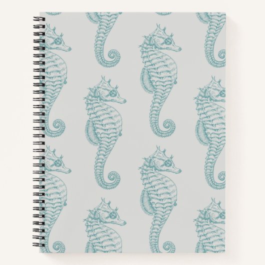 Tropische zeepaardjes, zeepaardpatroon - Blauwe gr Notitieboek (Voorkant)