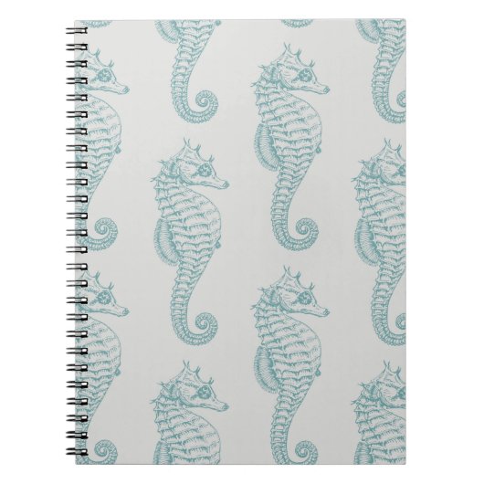 Tropische zeepaardjes, zeepaardpatroon - Blauwe gr Notitieboek (Voorkant)