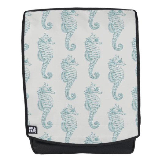Tropische zeepaardjes, zeepaardpatroon - Blauwe gr Rugtassen (Voorkant)