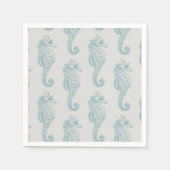 Tropische zeepaardjes, zeepaardpatroon - Blauwe gr Servet (Voorkant)