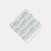 Tropische zeepaardjes, zeepaardpatroon - Blauwe gr Servet (Hoek)