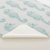 Tropische zeepaardjes, zeepaardpatroon - Blauwe gr Sherpa Deken (3/4)
