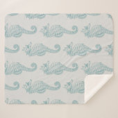 Tropische zeepaardjes, zeepaardpatroon - Blauwe gr Sherpa Deken (Voorkant (horizontaal))