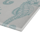 Tropische zeepaardjes, zeepaardpatroon - Blauwe gr Snijplank (Hoek)