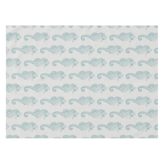 Tropische zeepaardjes, zeepaardpatroon - Blauwe gr Tafelkleed (Voorkant (Horizontaal))