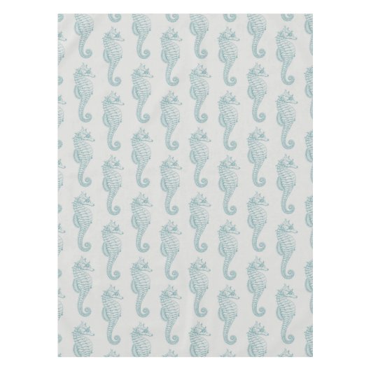 Tropische zeepaardjes, zeepaardpatroon - Blauwe gr Tafelkleed (Voorkant)