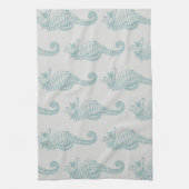 Tropische zeepaardjes, zeepaardpatroon - Blauwe gr Theedoek (Verticaal)