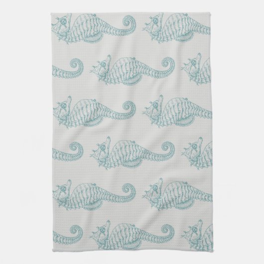 Tropische zeepaardjes, zeepaardpatroon - Blauwe gr Theedoek (Verticaal)