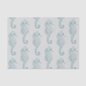 Tropische zeepaardjes, zeepaardpatroon - Blauwe gr Tissuepapier (Voorkant)