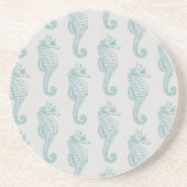 Tropische zeepaardjes, zeepaardpatroon - Blauwe gr Zandsteen Onderzetter (Voorkant)