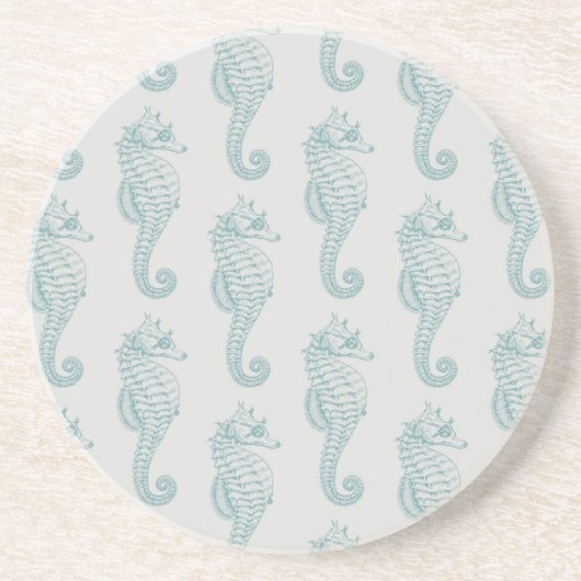 Tropische zeepaardjes, zeepaardpatroon - Blauwe gr Zandsteen Onderzetter (Voorkant)