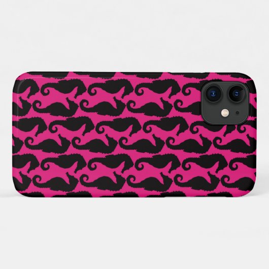 Tropische zeepaardjes, zeepaardpatroon - Roze zwar Case-Mate iPhone Case (Achterkant (horizontaal))