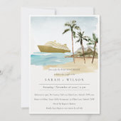 Tropische zeescape Cruise Rehearsal Dinner Invite Bedankkaart (Voorkant)