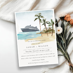 Tropische zeescape Cruise Rehearsal Dinner Invite Bedankkaart