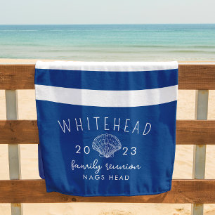 Tropische Zeeschelp Koninklijk Blauwe Monogram Str Strandlaken