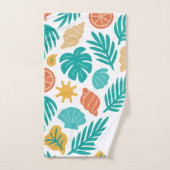 Tropische zeeschelpen en fronden patroon bad handdoek (Handdoek)