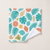 Tropische zeeschelpen en fronden patroon bad handdoek (Wasdoekje)