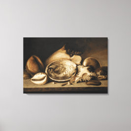  tropische zeeschelpen op een stenen richel canvas afdruk