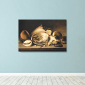  tropische zeeschelpen op een stenen richel canvas afdruk (Insitu (Houten vloer))